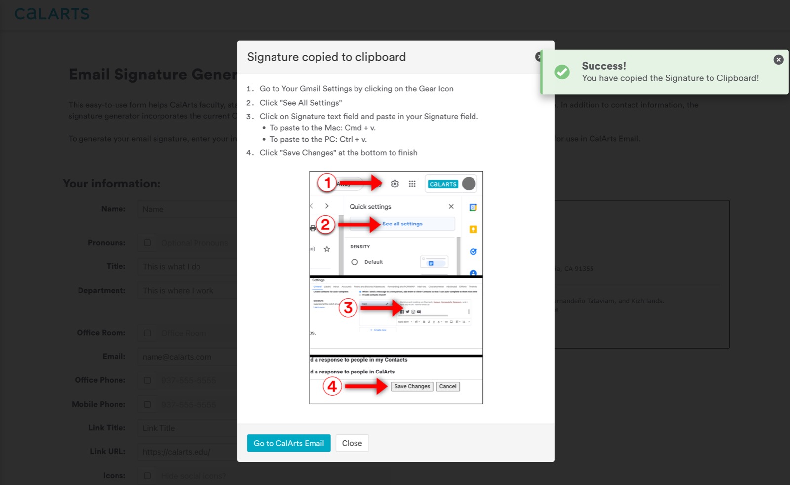 Instructions Modal